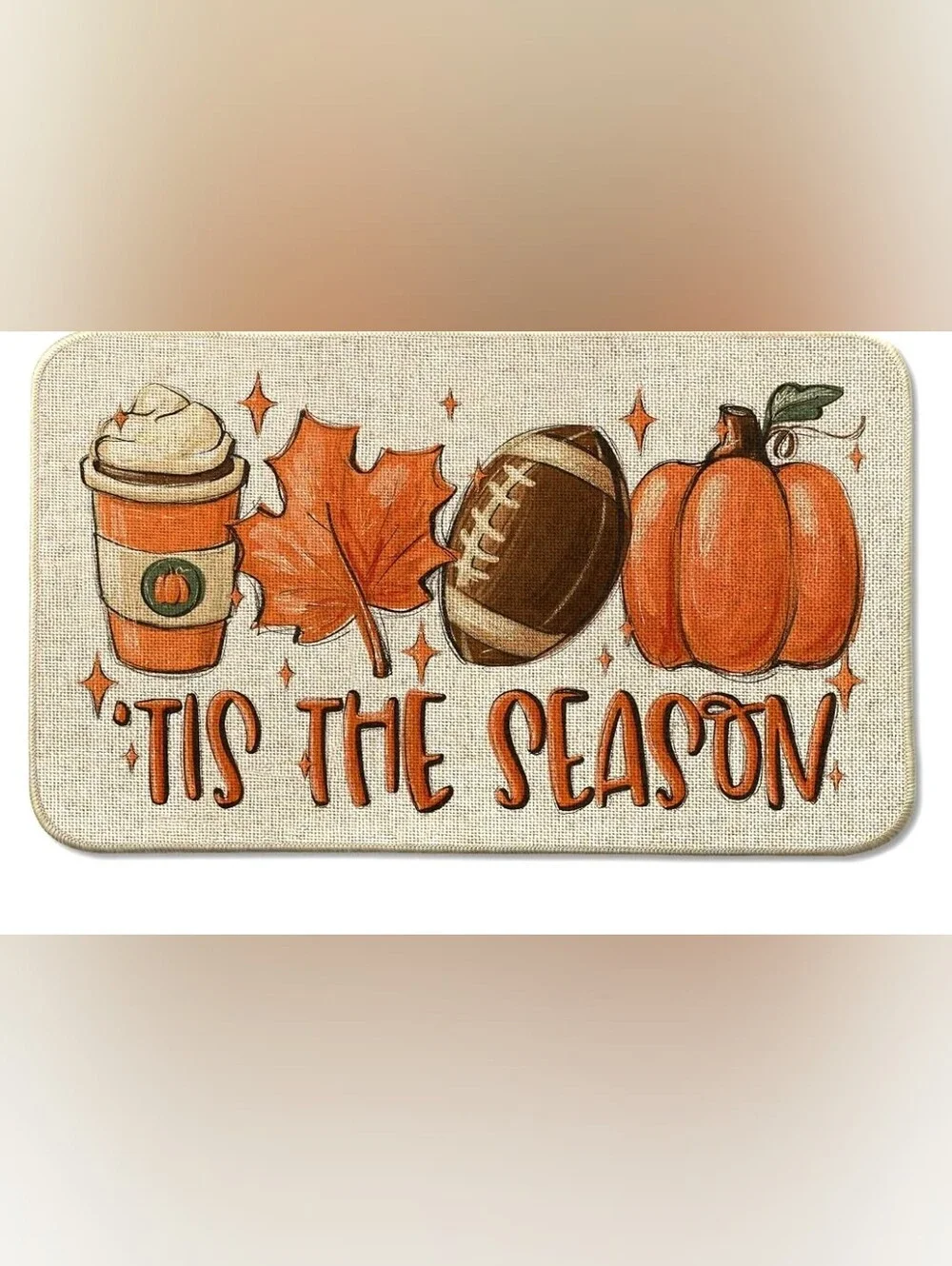 Fall Football Pumpkin Front Door Mat Indoor Outdoor Entrance, Tis The Season